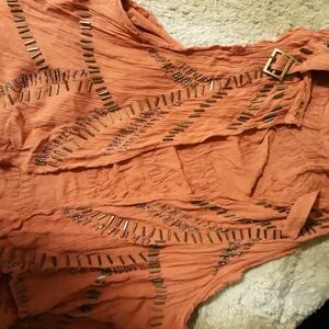 Free People Orange Embellished Top